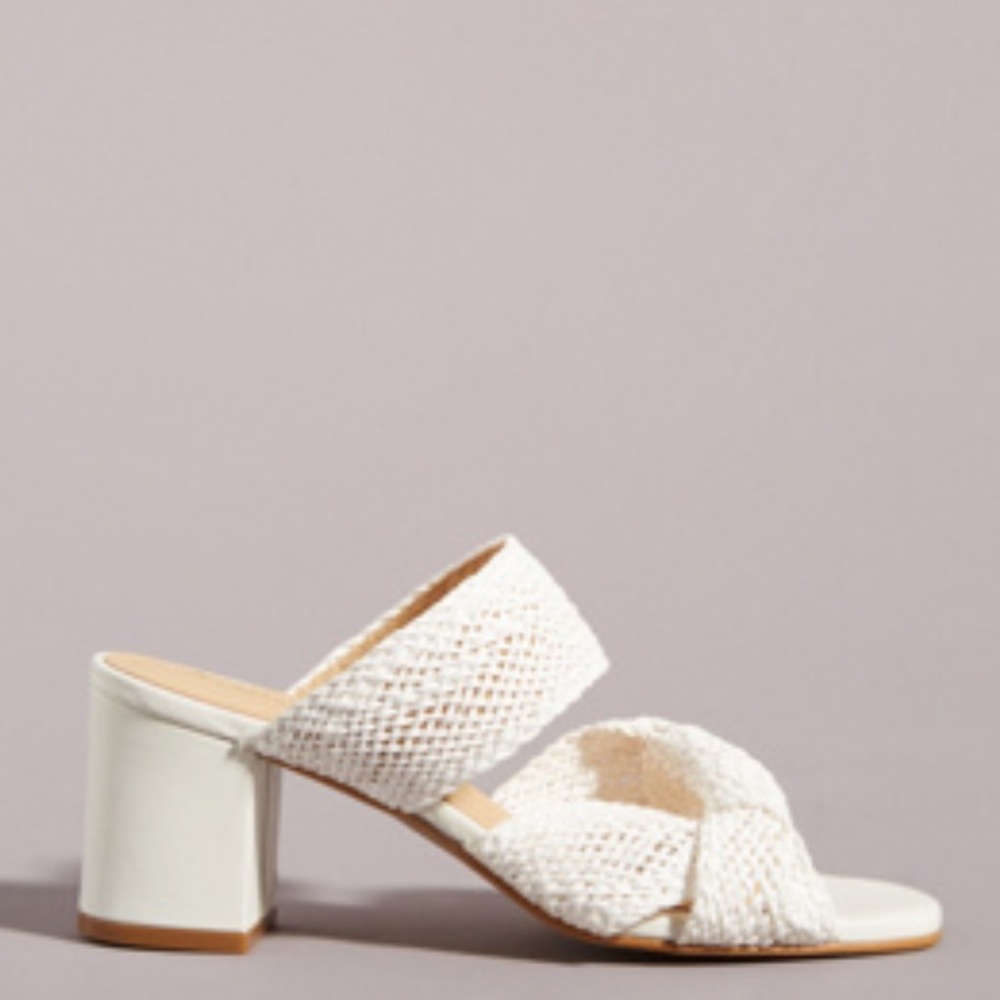 Anthropologie Cream Textured Mules